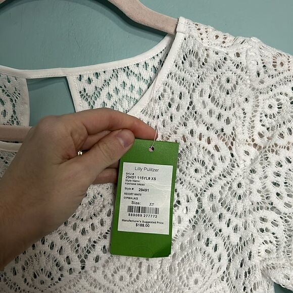 NEW LILLY PULITZER FONTAINE RESORT WHITE FLOWING LEAF DRESS - Picture 5 of 9